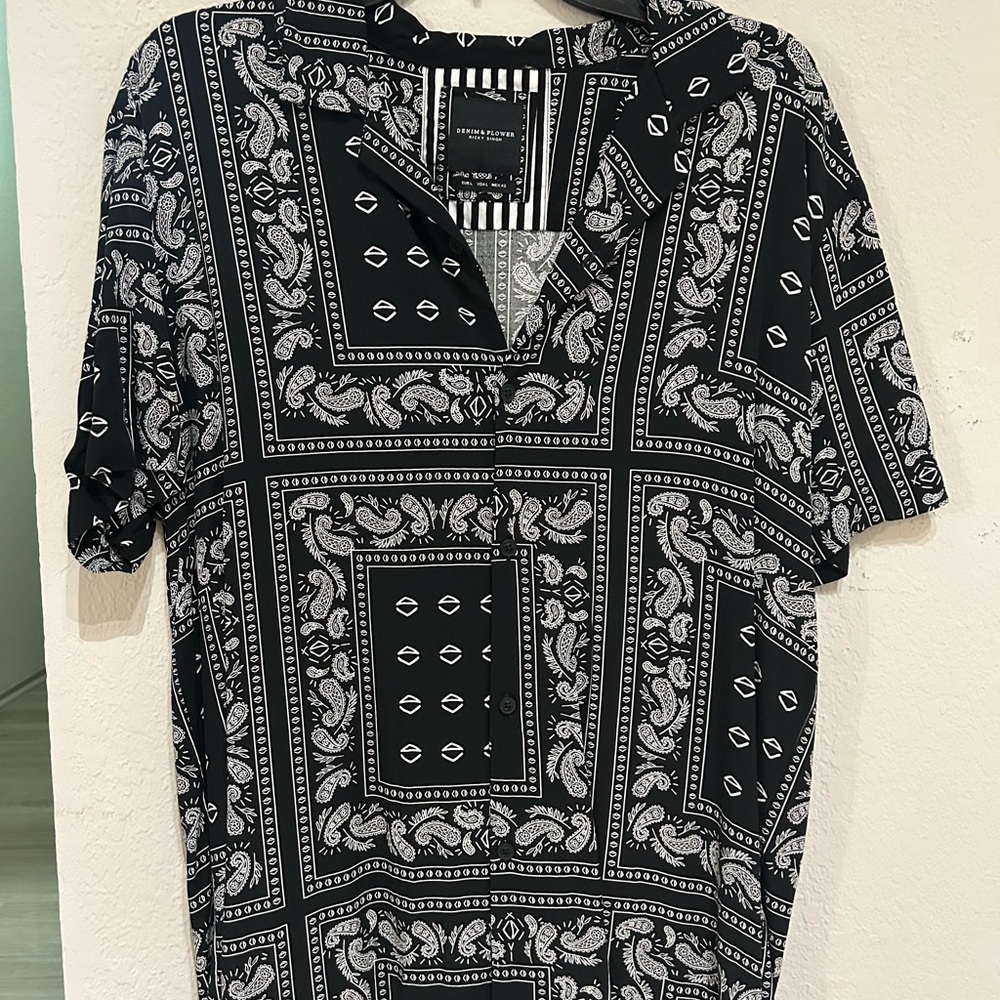 Denim & Flower Black and White Paisley Shirt
